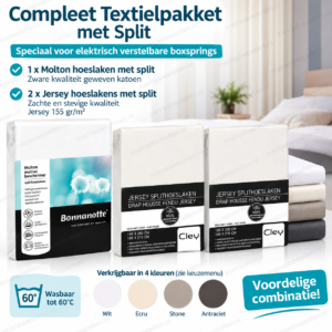 Textielpakket split-hoeslakens,1 molton + 2 hoeslakens