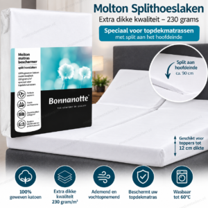 Molton split voor topper
